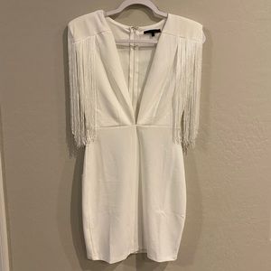 Gettin Hitched Fringe White Fringe Dress